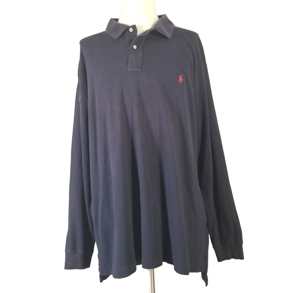 Polo Ralph Lauren shirt men's 2XLT 2XL blue long sleeve cotton preppy